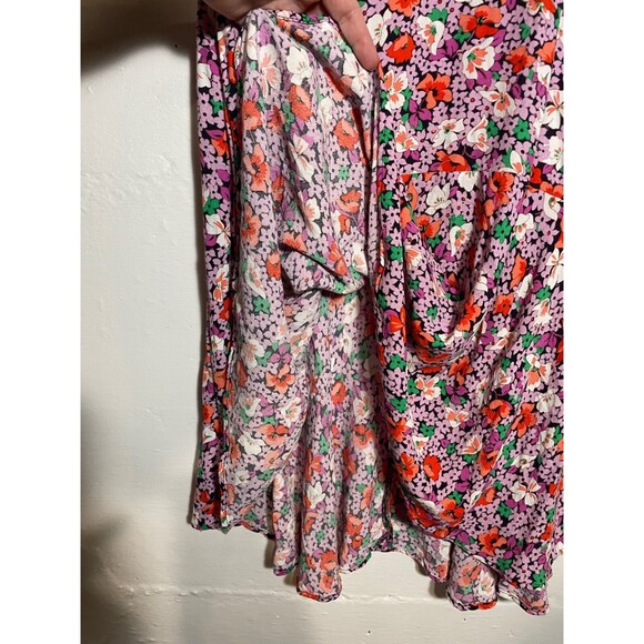 Ann Taylor Floral Dress Short Sleeve Drop Waist Flowy Romantic Oversized Size M - Picture 5 of 13